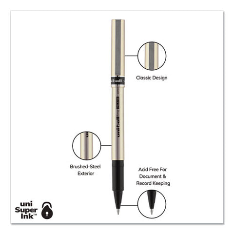 Deluxe Stick Roller Ball Pen, Fine 0.7 Mm, Black Ink, Champagne Barrel, Dozen