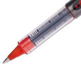 Vision Stick Roller Ball Pen, Micro 0.5 Mm, Red Ink, Gray-red Barrel, Dozen