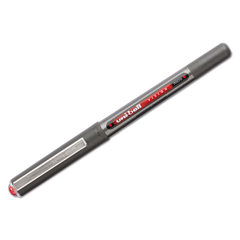 Vision Stick Roller Ball Pen, Micro 0.5 Mm, Red Ink, Gray-red Barrel, Dozen