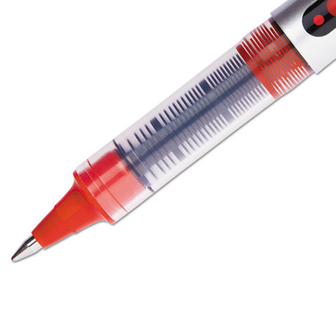 Vision Stick Roller Ball Pen, Fine 0.7 Mm, Red Ink, Gray-red Barrel, Dozen