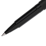Stick Roller Ball Pen, Micro 0.5 Mm, Black Ink, Black Matte Barrel, Dozen