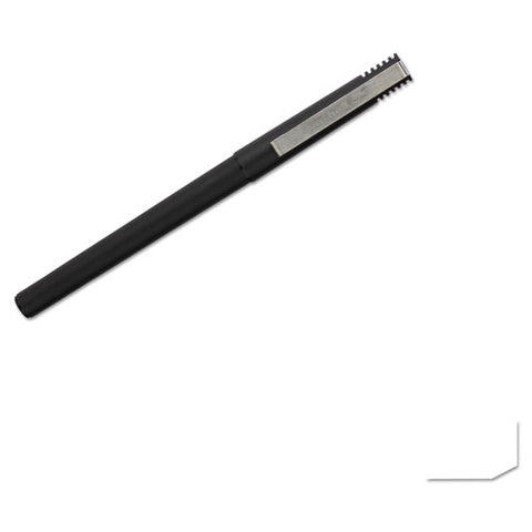 Stick Roller Ball Pen, Micro 0.5 Mm, Black Ink, Black Matte Barrel, Dozen