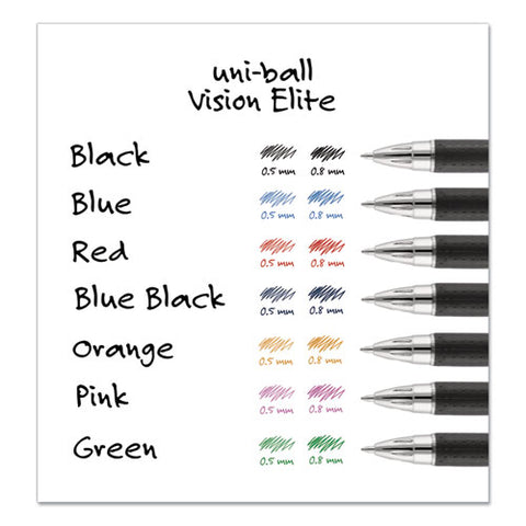 Vision Elite Stick Roller Ball Pen, Bold 0.8 Mm, Black Ink, White-black Barrel
