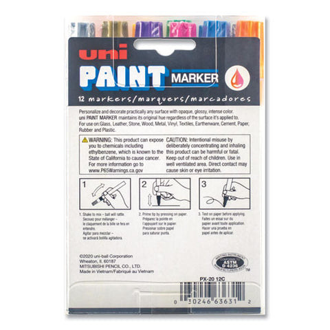 Permanent Marker, Medium Bullet Tip, Assorted Colors, 12-set