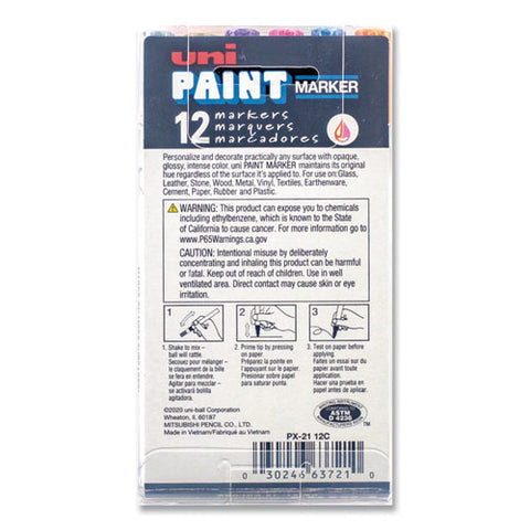 Permanent Marker, Fine Bullet Tip, Assorted Colors, 12-set