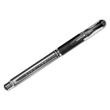 Signo Grip Stick Gel Pen, 0.7mm, Black Ink, Silver-black Barrel, Dozen