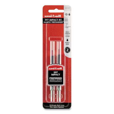 Refill For Gel 207 Impact Rt Roller Ball Pens, Bold Point, Black Ink, 2-pack