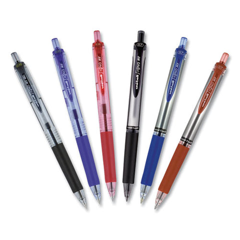Signo Retractable Gel Pen, 0.7mm, Black Ink, Black-metallic Barrel, Dozen