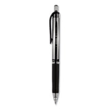 Signo Retractable Gel Pen, 0.7mm, Black Ink, Black-metallic Barrel, Dozen