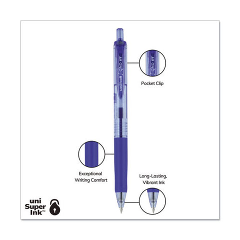 Signo Retractable Gel Pen, 0.7mm, Blue Ink, Blue-metallic Barrel, Dozen