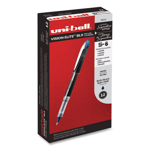 Vision Elite Stick Roller Ball Pen, 0.5 Mm, Blue-black Ink, Black-blue Barrel