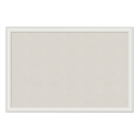 Linen Bulletin Board With Decor Frame, 30 X 20, Natural Surface-white Frame