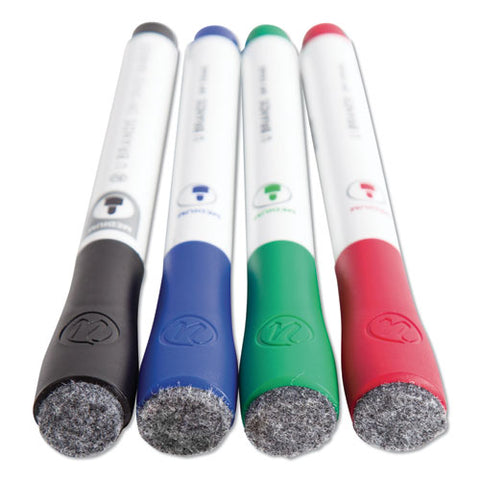 Medium Point Low-odor Dry-erase Markers With Erasers, Assorted Colors, 12-pack