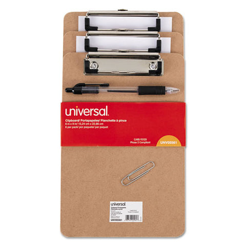 Hardboard Clipboard With Low-profile Clip, 1-2" Capacity, 6 X 9, Brown, 6-pk