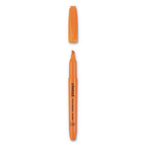 Pocket Highlighters, Chisel Tip, Fluorescent Orange, Dozen