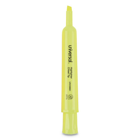 Desk Highlighters, Chisel Tip, Fluorescent Yellow, Dozen