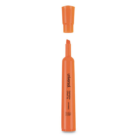 Desk Highlighters, Chisel Tip, Fluorescent Orange, Dozen