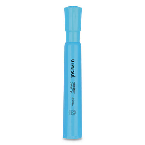 Desk Highlighters, Chisel Tip, Fluorescent Blue, Dozen