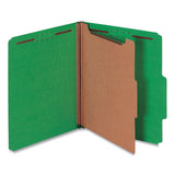 Bright Colored Pressboard Classification Folders, 1 Divider, Letter Size, Emerald Green, 10-box