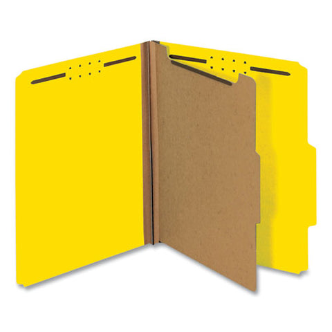 Bright Colored Pressboard Classification Folders, 1 Divider, Letter Size, Yellow, 10-box