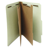 Six--section Pressboard Classification Folders, 2 Dividers, Letter Size, Gray-green, 10-box