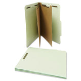 Six--section Pressboard Classification Folders, 2 Dividers, Letter Size, Gray-green, 10-box
