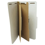 Six--section Pressboard Classification Folders, 2 Dividers, Legal Size, Gray, 10-box