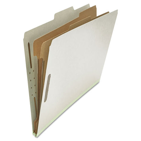 Six--section Pressboard Classification Folders, 2 Dividers, Legal Size, Gray, 10-box