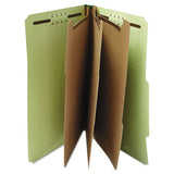 Eight-section Pressboard Classification Folders, 3 Dividers, Letter Size, Green, 10-box