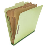 Eight-section Pressboard Classification Folders, 3 Dividers, Letter Size, Green, 10-box