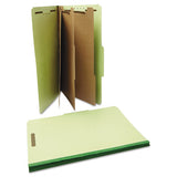 Eight-section Pressboard Classification Folders, 3 Dividers, Legal Size, Green, 10-box