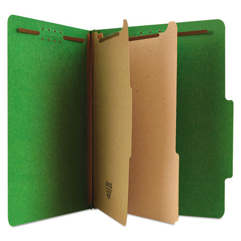 Bright Colored Pressboard Classification Folders, 2 Dividers, Letter Size, Emerald Green, 10-box