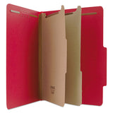 Bright Colored Pressboard Classification Folders, 2 Dividers, Letter Size, Ruby Red, 10-box