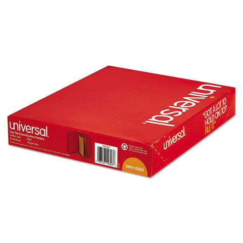 Bright Colored Pressboard Classification Folders, 2 Dividers, Letter Size, Ruby Red, 10-box
