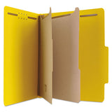 Bright Colored Pressboard Classification Folders, 2 Dividers, Letter Size, Yellow, 10-box