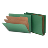 Deluxe Six-section Colored Pressboard End Tab Classification Folders, 2 Dividers, Letter Size, Green, 10-box