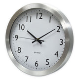 Brushed Aluminum Wall Clock, 12" Overall Diameter, Silver Case, 1 Aa (sold Separately)