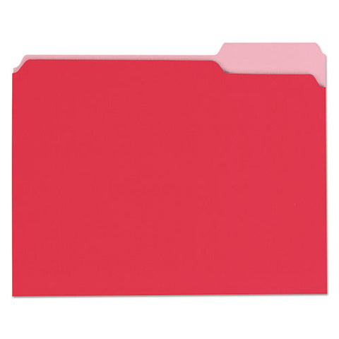 Deluxe Colored Top Tab File Folders, 1-3-cut Tabs, Letter Size, Red-light Red, 100-box
