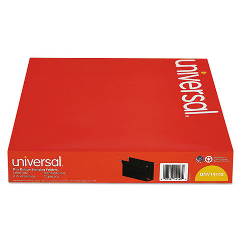Box Bottom Hanging File Folders, Letter Size, 1-5-cut Tab, Standard Green, 25-box