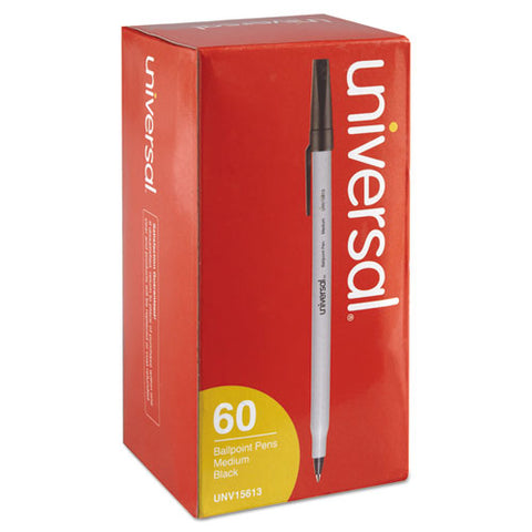 Stick Ballpoint Pen Value Pack, Medium 1mm, Black Ink, Gray Barrel, 60-pack