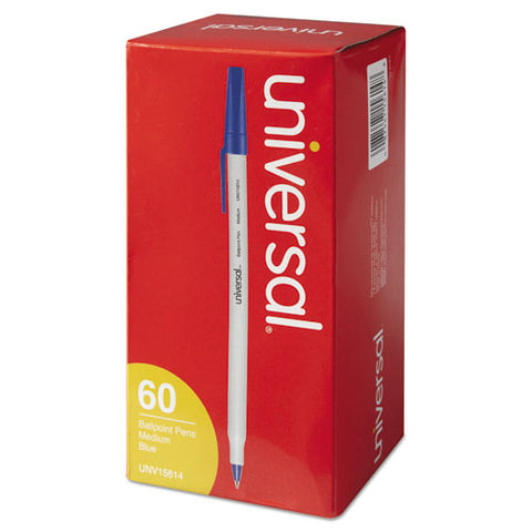 Stick Ballpoint Pen Value Pack, Medium 1mm, Blue Ink, Gray Barrel, 60-pack