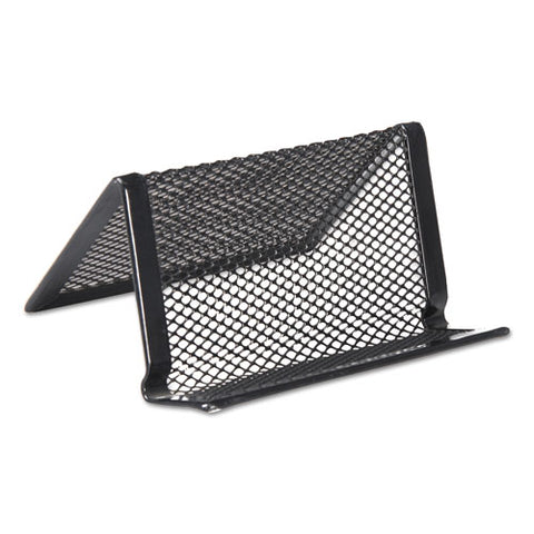 Mesh Metal Business Card Holder, 50 2 1-4 X 4 Cards, Black
