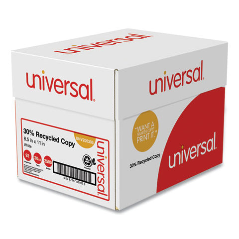 30% Recycled Copy Paper, 92 Bright, 20 Lb, 8.5 X 11, White, 500 Sheets-ream, 5 Reams-carton