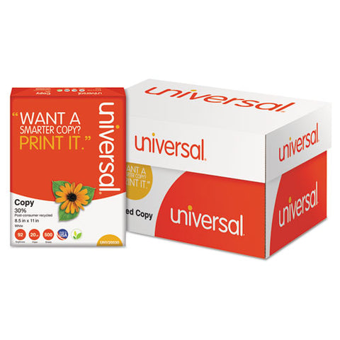 30% Recycled Copy Paper, 92 Bright, 20 Lb, 8.5 X 11, White, 500 Sheets-ream, 10 Reams-carton