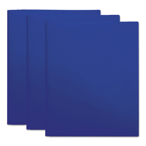 Two-pocket Plastic Folders, 11 X 8 1-2, Navy Blue, 10-pack