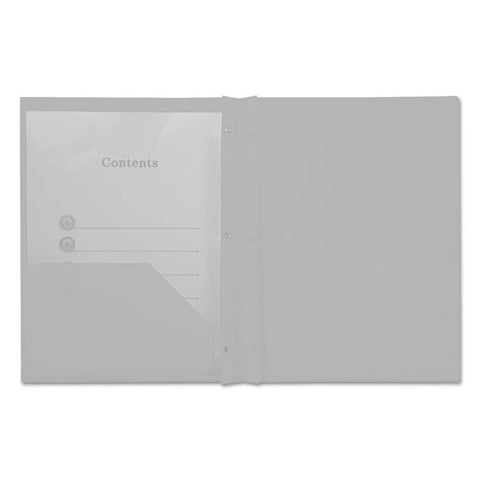 Plastic Twin-pocket Report Covers With 3 Fasteners, 100 Sheets, White, 10-pk