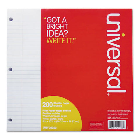 Filler Paper, 3-hole, 8 X 10.5, Wide-legal Rule, 200-pack