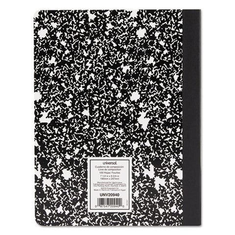 Composition Book, Medium-college Rule, Black Marble Cover, 9.75 X 7.5, 100 Sheets