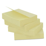Recycled Self-stick Note Pads, 3 X 3, Yellow; 100-sheet, 18-pack