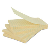 Recycled Self-stick Note Pads, Lined, 4 X 6, Yellow, 100-sheet, 12-pack